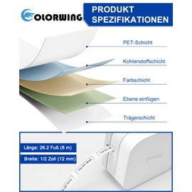 COLORWING TZe-231 Compatible with Brother P Touch Tapes, 12 mm, TZe Tz Tape, Laminated Label Tape for Ptouch H100LB H105 1010 H107 1000 1005 1280 Labelling Device, Black on White, 4x