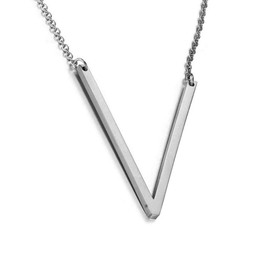 MOMOL Sideways Initial Necklace Stainless Steel Silver Large Big Letter U Pendant Necklace Script Name Monogram Necklaces for Women
