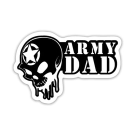 Army Dad Skull Vinyl Decal | 5.5" x 3.5" Black on White | for Cars, Trucks, Laptops, Walls & More