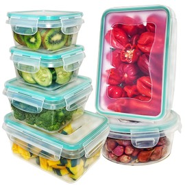 KITCHENACE,Modernise your living, Kitchen Storage & Organisation, Meal Prep Sets with Lids, BPA Free - Airtight - Leak Proof Plastic Food Prep Containers (Set of 6) Turquoise
