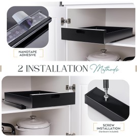 Maximize Kitchen Space with Pull-Out Cabinet Organizers: Effortlessly Enhance Storage and Accessibility (Black, 13.8")