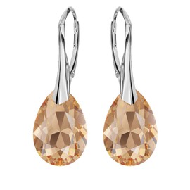 Earrings 925 Silver Hanging, Earrings Hanging with Crystals, Choose Jewellery for You, Bet on Silver Earrings in the Shape of a Pear, Silver, Crystal