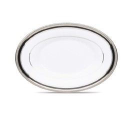 Noritake Austin Platinum Butter/Relish Tray, 8" in Black/White