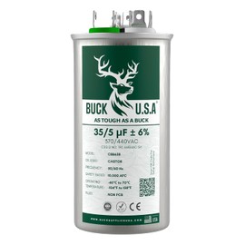 Buck 35+5uF 35/5 MFD ±6% CBB65B Dual Run Round Start Capacitor - Ideal for HVAC Systems, Air Conditioner Unit Fan Motor Start, Heat Pump, & Condenser Straight Cool Applications 370/440VAC 50/60Hz