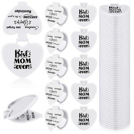 Lineshading 36 Pcs Best Mom Ever Gifts Bulk Inspirational for Women Heart Compact Mirrors Heart Shaped Folding Mini Pocket Mirror for Mama Church Gift Party Favor(White)