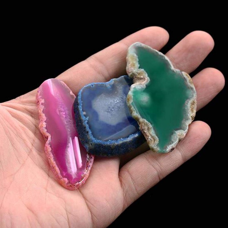 fengshuisale 1 pc Agate Geode Polished Irregular Crystal Slice Brazil