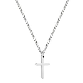 Joxevyia Cross Necklace for Men Silver Stainless Steel Small Cross Pendant Necklace Simple Faith Plain Cross Necklace for Men Easter Gift 16-24 Inches (20 INCH, silver)
