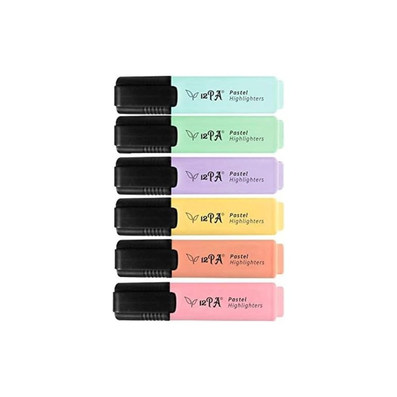 12PA Pastel Highlighters | 6 Assorted Colours