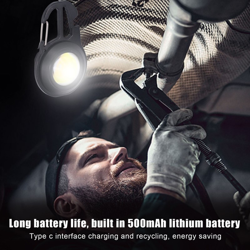 COB Small Flashlights 3 Light Modes Rechargeable Multifunctional Black Portable