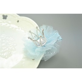 2pcs Crown Hair Pins, Princess Crown tiara Hair Clips, Tulle Mesh tiara (Blue)