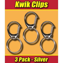 Kwik Clip Three Pack - Easily Switch Dog Tags from one Collar to Another (Silver)