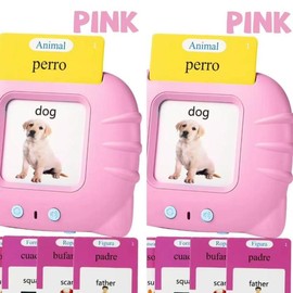 Bilingual English & Spanish Talking Flash CardsToy for Kidswith 224 Sight Words -EducationalLanguage educationallanguage learning toy Cards early childhood education boy girlskids gift Animal Cow:_pink*2
