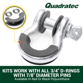 Quadratec 3/4" D-Ring Isolator Kit - Black - Compatible with 3/4" D-Rings with 7/8" Diameter Pins - Prevents D-Rings from Rattling Against Bumper - Includes 2 D-Ring Isolators & 4 Urethane Washers