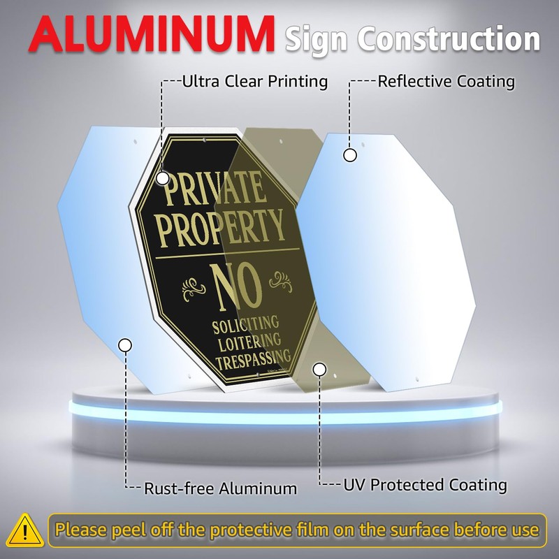Faittoo Private Property No Soliciting Sign for House with 42"