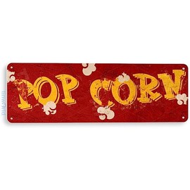 Tinworld Tin Sign: Popcorn Kitchen Cottage Rustic Retro Home Theater Bar Movie Popcorn Machine Carnival Sign 6" x 18" C789
