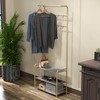 Simple Houseware Coat Rack with Storage Shelf, Champagne Gold