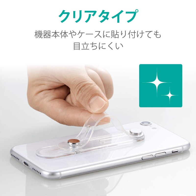 Elecom P-STBCLCR Smartphone Band, Fall Prevention, Soft Material, Clear