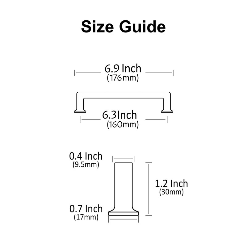 Alzassbg 10 Pack Matt Black Cabinet Pulls, 6-1/4 Inch(160mm) Hole