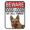 Shawprint BEWARE DOGS LOOSE AT ALL TIMES METAL SIGN GERMAN
