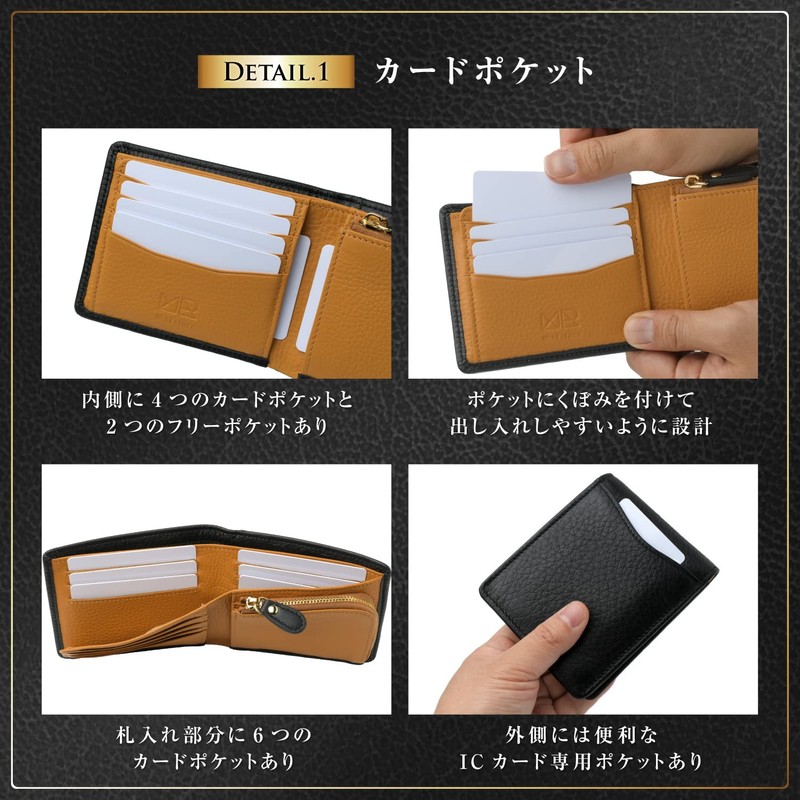 Mr.LEATHER Men's Bifold Wallet with Wide Opening Coin Purse, Genuine