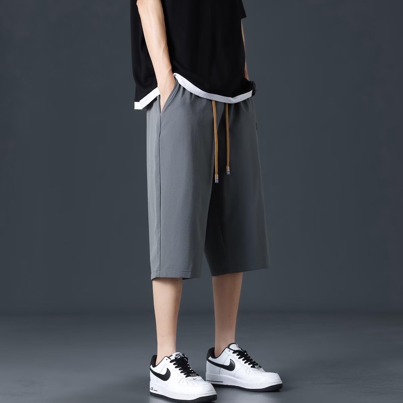 Running sheep ミディアムパンツ メンズ 冷感 7分丈 半ズボン クロップドパンツ ジャージ下 カジュアル