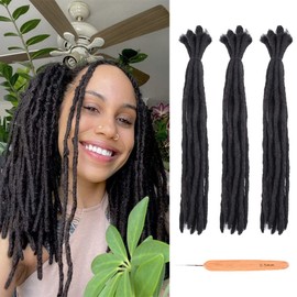 16 Inch Dreadlocks Extensions 30 Strands 0.6cm Thickness 100% Real Human Hair Dreadlock Extensions for Man/Women Can Be Dyed Bleached Curled and Twisted including Free Needles (30 Strands 1B, 16")