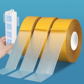 KAIYUER 3Pack Double Sided Rug Tape Heavy Duty,2" x 66FT,Carpet Tape for Rug Fixed,Wall,mats and Woodworker, Super Sticky Cloth Tape,Residue Free