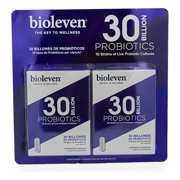 Bioleven Probióticos 60 Capsulas 30 Billones De Probioticos Sabor Sin
