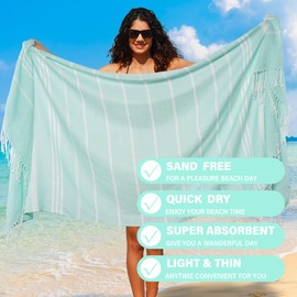 Haleey 2 Pack Turkish Cotton Beach Towel Lightweight Absorbent Quick Dry Bathroom Bath Pool Swim Towels Extra Large Oversized Sand Free Towel Beach Accessories Essentials Cloud Gift for Adults