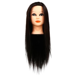 Baluue Practice Mannequin Head for Hair Styling with Synthetic Hair and Stand Cosmetology Doll Head Natural Color for Braiding and Updo Techniques
