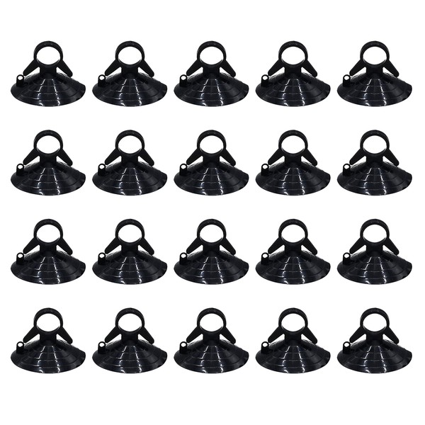 RICISUNG Suction Cup (20 Pieces), Strong Suction Cup for Park Sun Shades, Vacuum Hooks, Car Shade, Replacement, Assistant, Black, 1.8 inches (4.5 cm)
