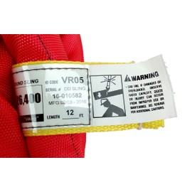 USA Made VR5 X 12' Red Slings 4'-30' Lengths in Listing, Double PLY Cover Endless Round Poly Lifting Slings, 13,200 lbs Vert, 10,560 lbs Choker, 26,400 lbs Basket (USA Polyester) (12 FT)