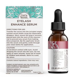 GuruNanda- Suero potenciador de pestañas con aceite de ricino natural y aceite de romero con aplicador de pincel, ayuda a las cejas y                 