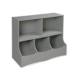 Multi-Bin Storage Organization 2 Shelf and 3 Bin Cubby Unit