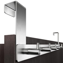 Menz Türgarderobe zum Einhängen – Edelstahl Tür-Garderobe mit Türhaken in klassischer Ausführung, stabile Türhakenleiste für das Einhängen, funktionale Kleiderhaken an der Tür