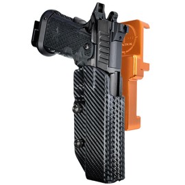 Maxtor Tactical Alloy Competition Holster OWB Fits Staccato XC (Orange - Carbon Fiber, Right Handed) Outside The Waistband Carry Gun Holster Kydex American Made OWB Aluminum Belt Attachment