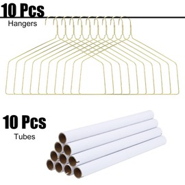Didaey 10 Sets Dry Cleaner Hangers 18" Drapery Hanger and Tubes Tablecloth Hangers Blanket Hanger Drapery with Strong 10.5 Gauge Wire for Heavy Items
