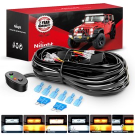Nilight 16AWG Wiring Harness Kit 2 Leads Specially Customized for 6 Modes Amber White Strobe Light Bar Off Road LED Work Light 12V On Off Switch Remember Function Reset Function