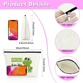 Mxrymvu Funny Frog Cosmetic Makeup Bag Animal Frogs Lover Gift Cute Frog Gift for Women Friend Sister Frog Themed Gifts Graduation Gifts for Daughter Birthday Christmas Gift Ideas Travel Makeup Pouch