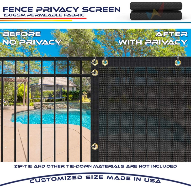Windscreen4less 6' x 25' Privacy Fence Screen in Black with
