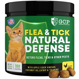 Guardian's Choice Flea and Tick Chewable Treats for Cats – No Harsh Chemicals – 100 Chicken-Flavored Chews Pets