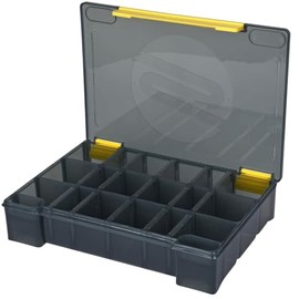 SPRO TBX Tackle Box & Tool Box - Durable Waterproof Plastic, Hidden Hinges, Flexible Compartments, Modular Sizes - Perfect for Fishing and DIY Activities (Dark, 50M)