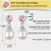 Prosilver Womens Earrings October Tourmaline Birthstone Stud Sterling Silver Pearl