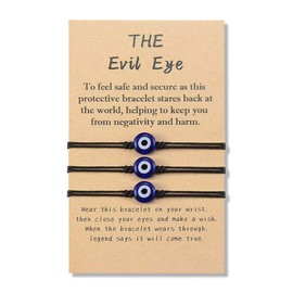 YELUWA 3Pcs Black Evil Eye Bracelet for Women Men Good Luck Jewelry Nazar Kabbalah Protection Couple Friendship Family Ojo Turco Strings Lucky Charm Gifts for Birthday