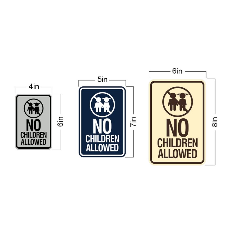 Signs ByLITA Portrait Round No Children Allowed Sign (Brushed Silver)