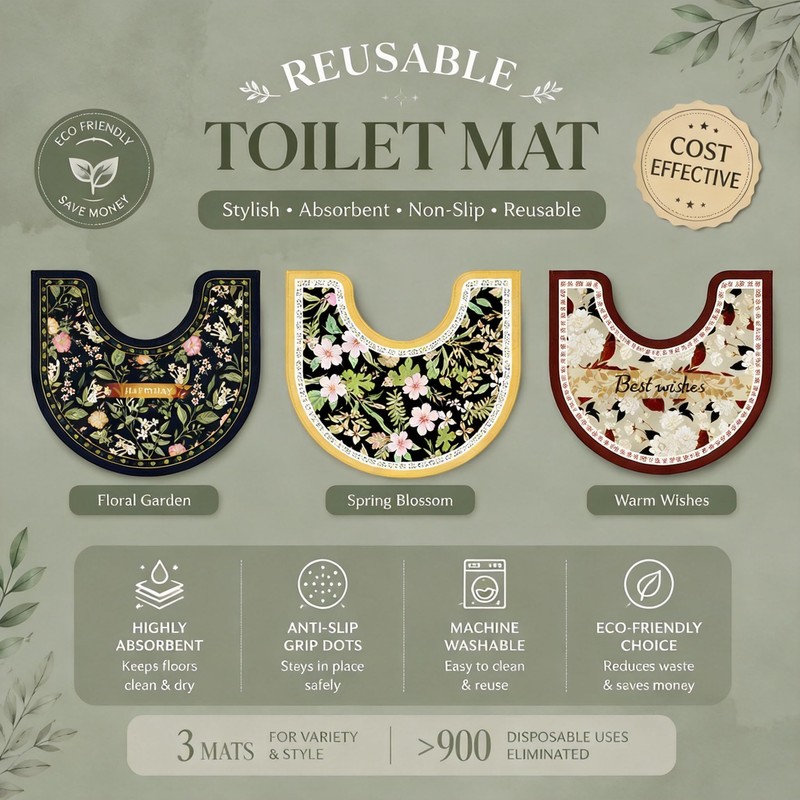 U-Shaped Toilet Mat for Bathroom, Diatomaceous Earth Potty Training Mat