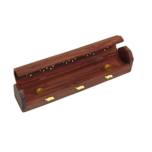 Purpledip Wooden Incense Stick Holder Cone Burner Stand Box: Storage