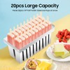 20Pcs Stainless Steel Popsicle Molds and Rack with Brush Square