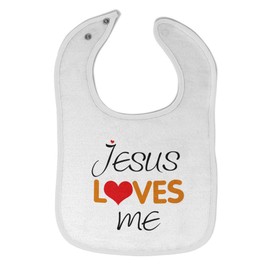 Toddler & Baby Bibs Burp Cloths Christian Jesus Loves Me Christian God Cotton Baby Items for Baby Girl & Boy White Design Only