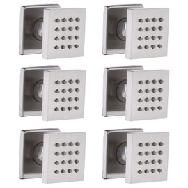 HOMEDEC Brushed Nickel Square Brass Shower Body Sprayer Wall Jet, Valve Needed (6pcs, 2x2inch)